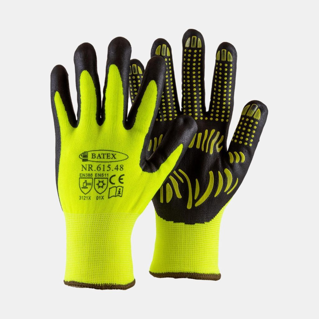 Vinterforet mekanikerhanske i neongul nylon med gripebelegg, BATEX 615.48