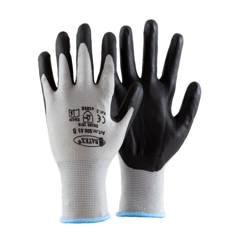 Mekanikerhanske Universal i grå nylon med sort nitrilbelegg, BATEX 600.63–600.66